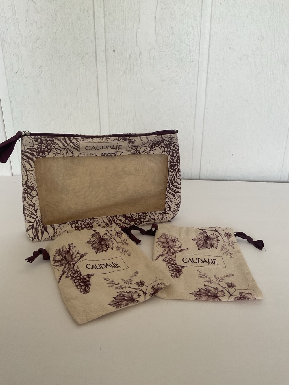 Caudalie Skincare Toiletry Bag and Drawstring Pouches NWOT